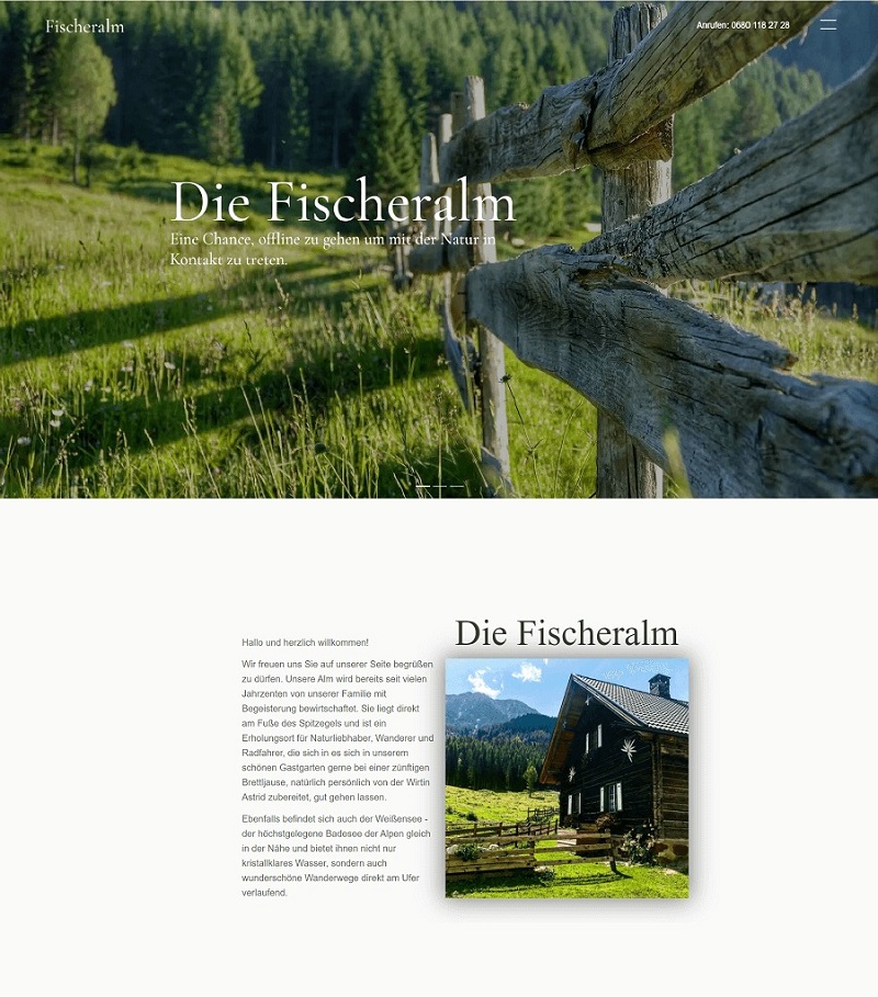 www.urlaub-fischeralm.at Fischeralm website erstellen
